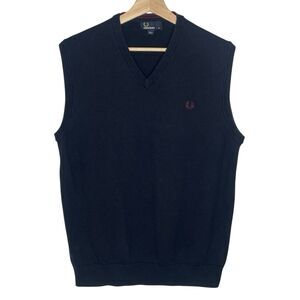 Fred Perry Sweater Vest Men’s XL Black Preppy